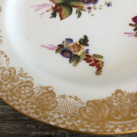 Vtg Hammersley Dresden Floral Gold Trim Plate - Picture 5 of 15